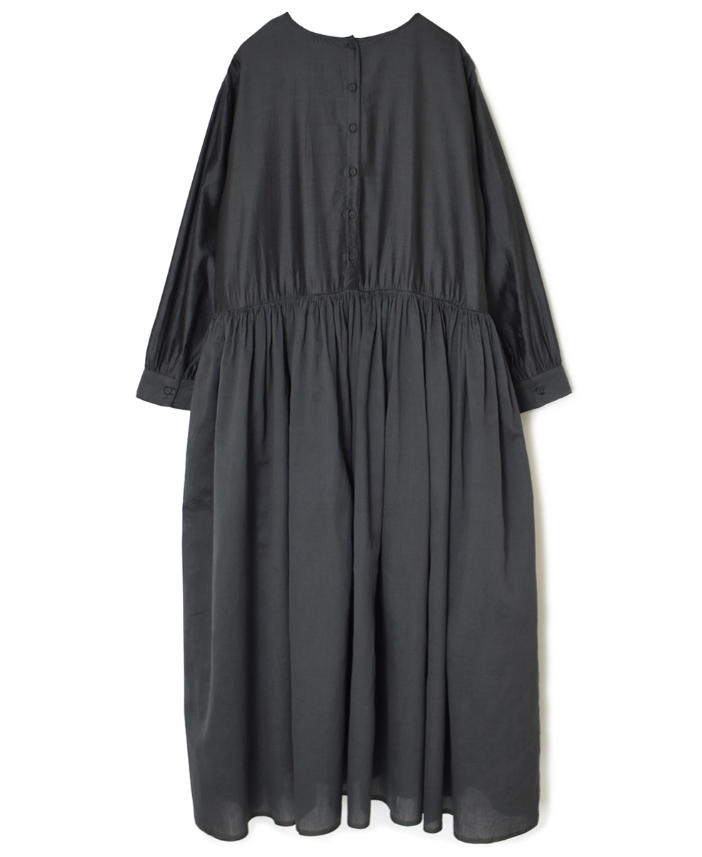 NMDS25544(ワンピース)  PLAIN COTTON SILK RAJASTHAN TUCK GATHERED DRESS