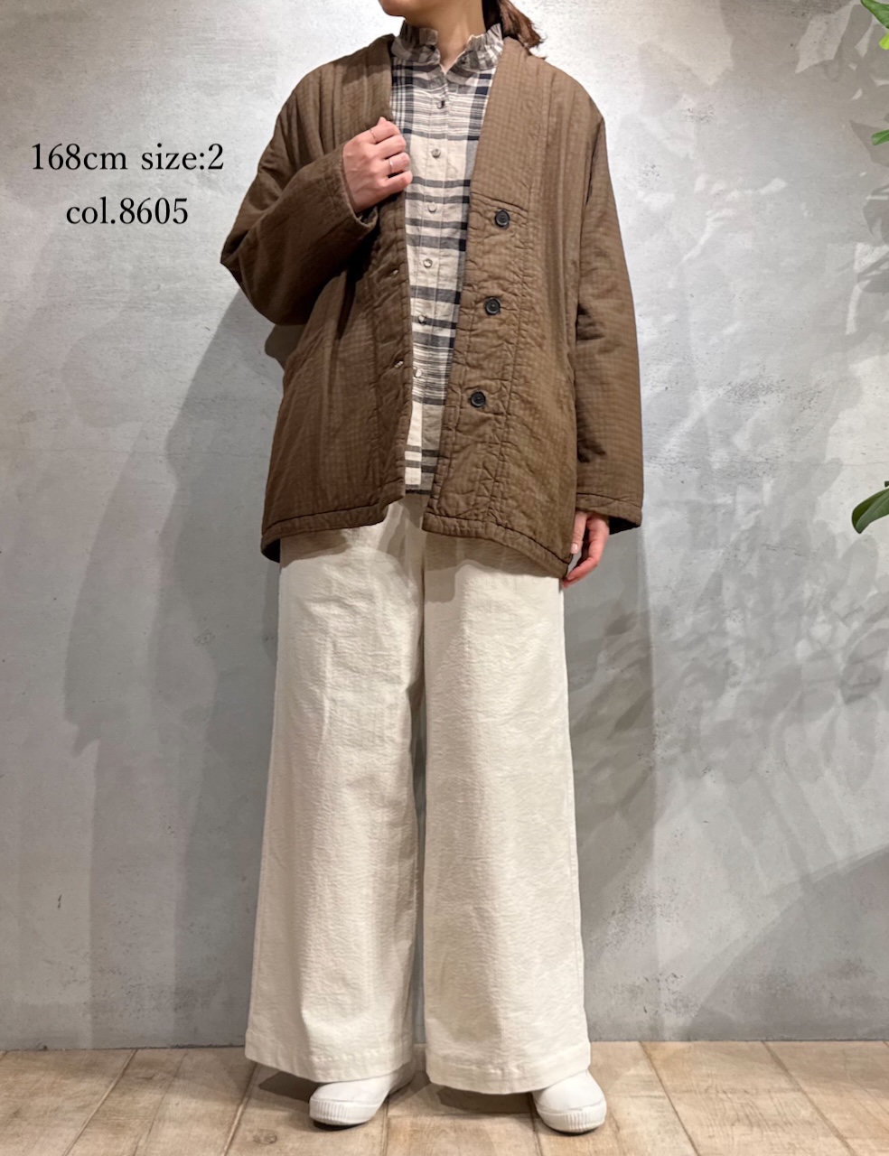 NMDS25562D(ジャケット) PADDED ORGANIC COTTON CHECK (OVER DYE) V-COLLAR JACKET