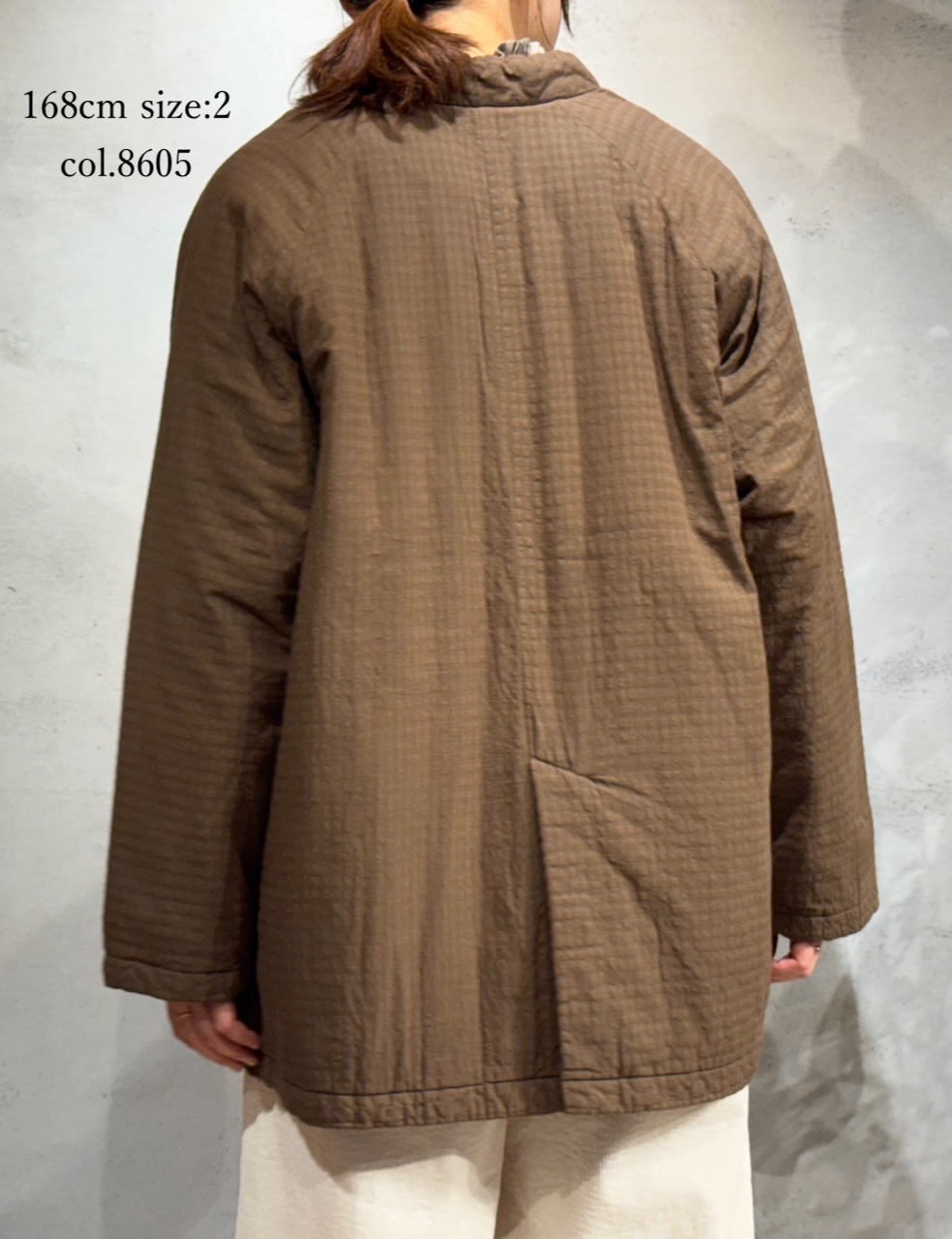 NMDS25562D(ジャケット) PADDED ORGANIC COTTON CHECK (OVER DYE) V-COLLAR JACKET