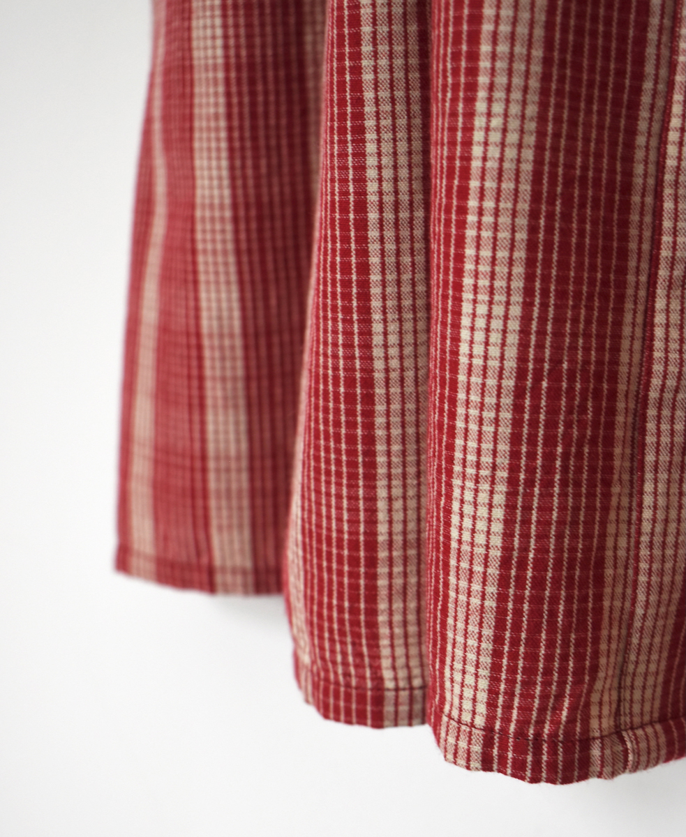 NMDS25594(ワンピース) WOOL COTTON CHECK INVERTED PLEATS BANDED SHIRT DRESS