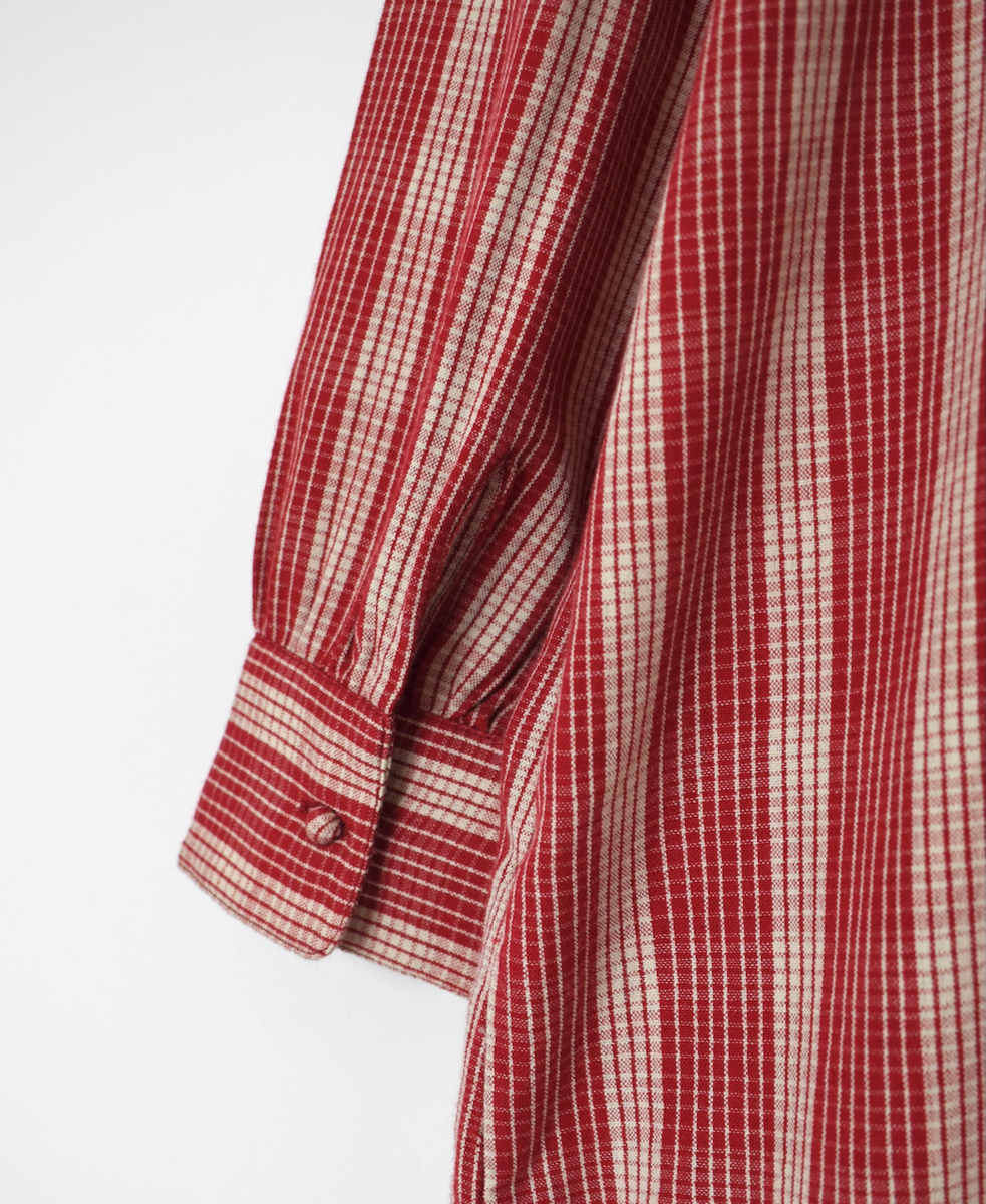 NMDS25594(ワンピース) WOOL COTTON CHECK INVERTED PLEATS BANDED SHIRT DRESS