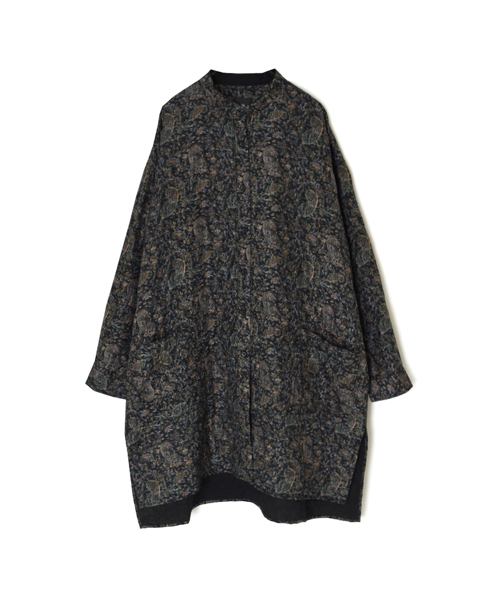 NMDS25575(シャツ) STITCHED BANGALORE SILK PAISLEY PRINT BANDED COLLAR SHIRT