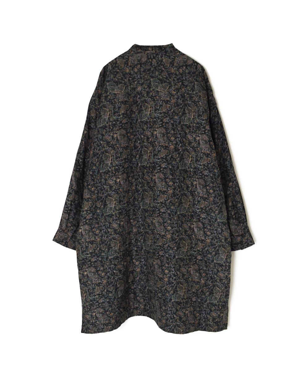 NMDS25575(シャツ) STITCHED BANGALORE SILK PAISLEY PRINT BANDED COLLAR SHIRT