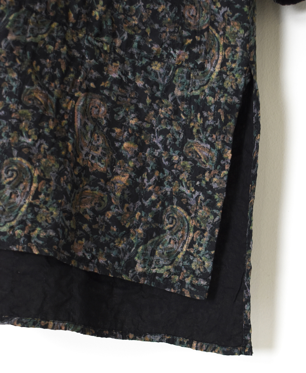 NMDS25575(シャツ) STITCHED BANGALORE SILK PAISLEY PRINT BANDED COLLAR SHIRT