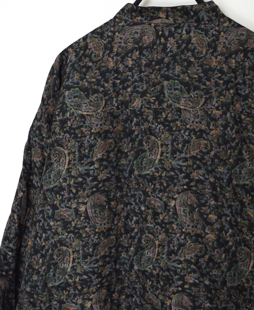 NMDS25575(シャツ) STITCHED BANGALORE SILK PAISLEY PRINT BANDED COLLAR SHIRT