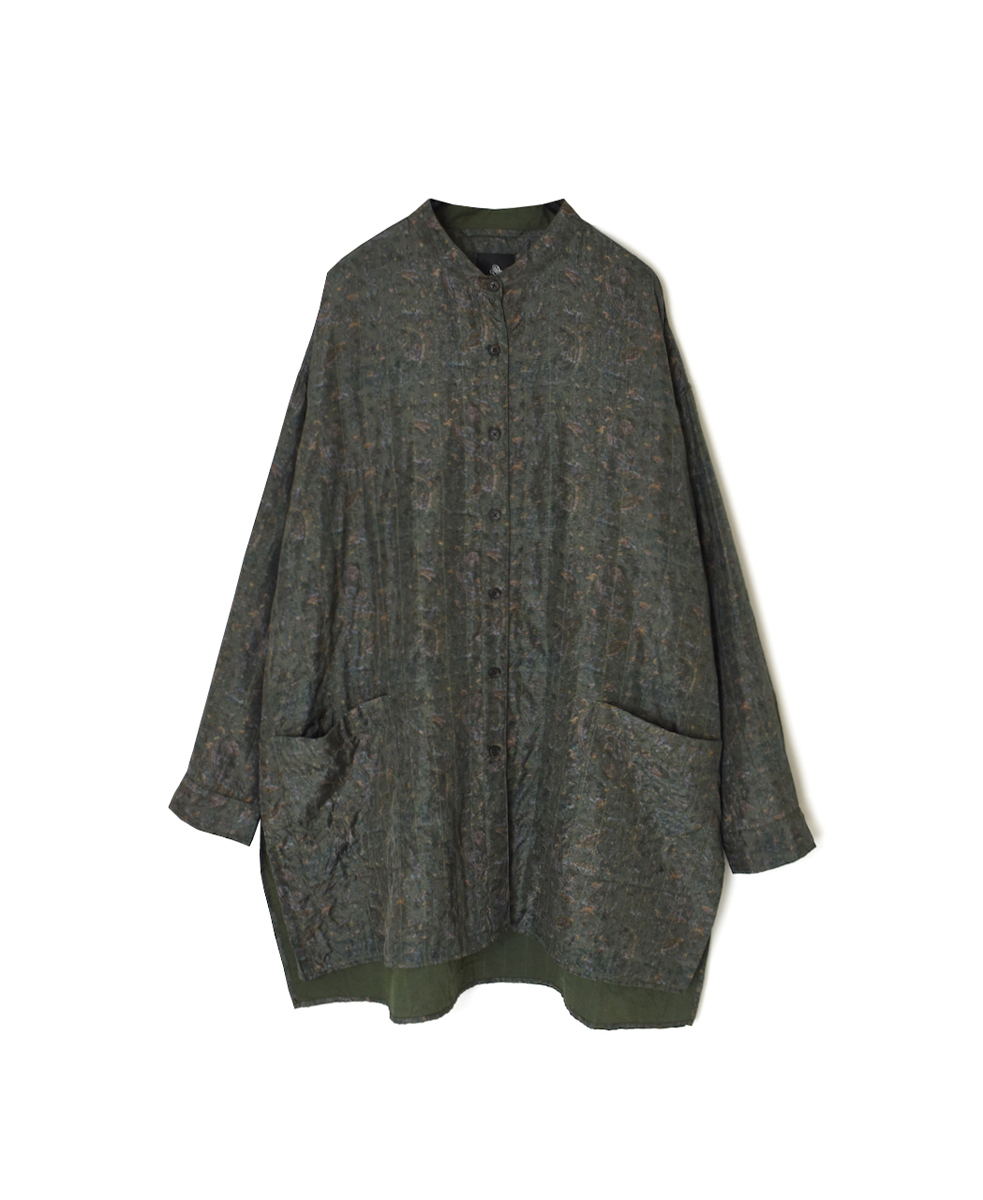 NMDS25575(シャツ) STITCHED BANGALORE SILK PAISLEY PRINT BANDED COLLAR SHIRT