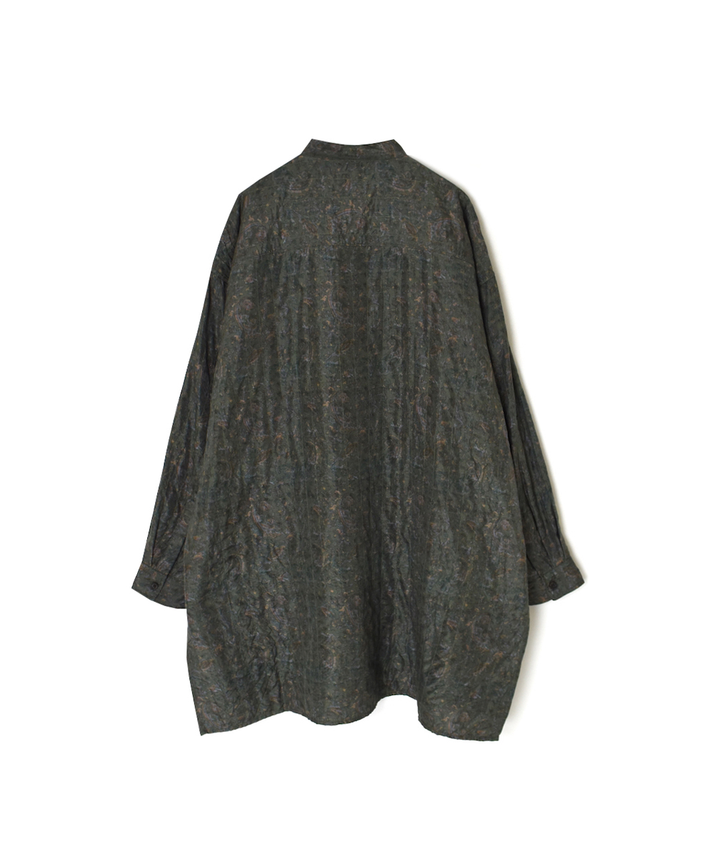 NMDS25575(シャツ) STITCHED BANGALORE SILK PAISLEY PRINT BANDED COLLAR SHIRT