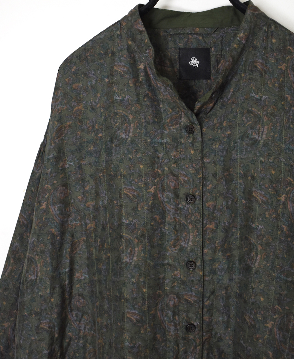 NMDS25575(シャツ) STITCHED BANGALORE SILK PAISLEY PRINT BANDED COLLAR SHIRT