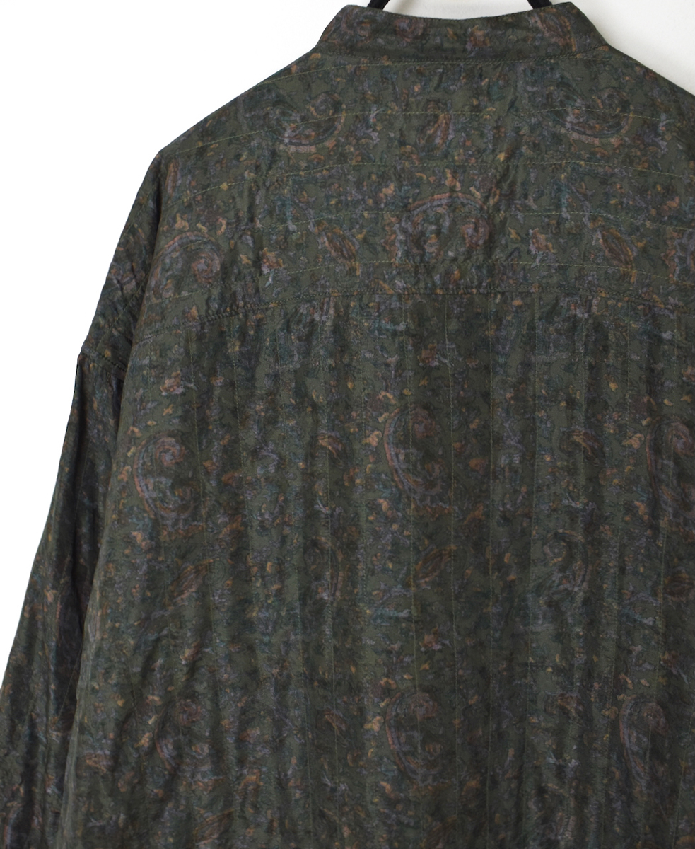 NMDS25575(シャツ) STITCHED BANGALORE SILK PAISLEY PRINT BANDED COLLAR SHIRT