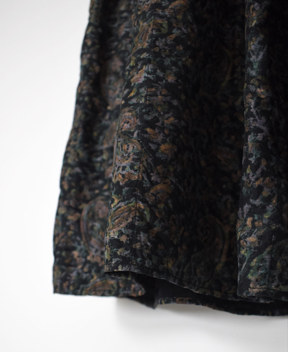 NMDS25574(スカート) STITCHED BANGALORE SILK PAISLEY PRINT RAJASTHAN TUCK GATHERED SKIRT WITH LINING
