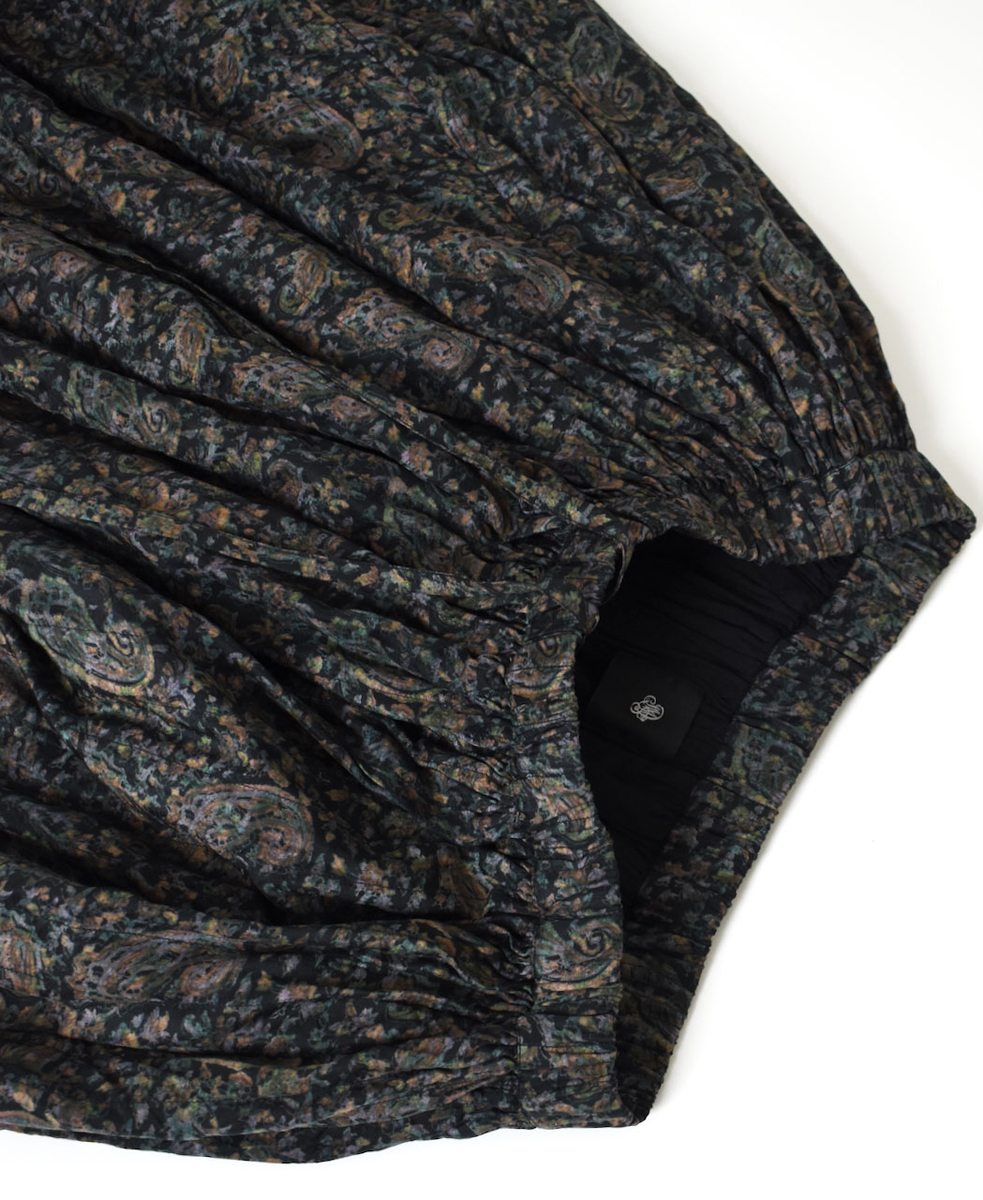 NMDS25574(スカート) STITCHED BANGALORE SILK PAISLEY PRINT RAJASTHAN TUCK GATHERED SKIRT WITH LINING
