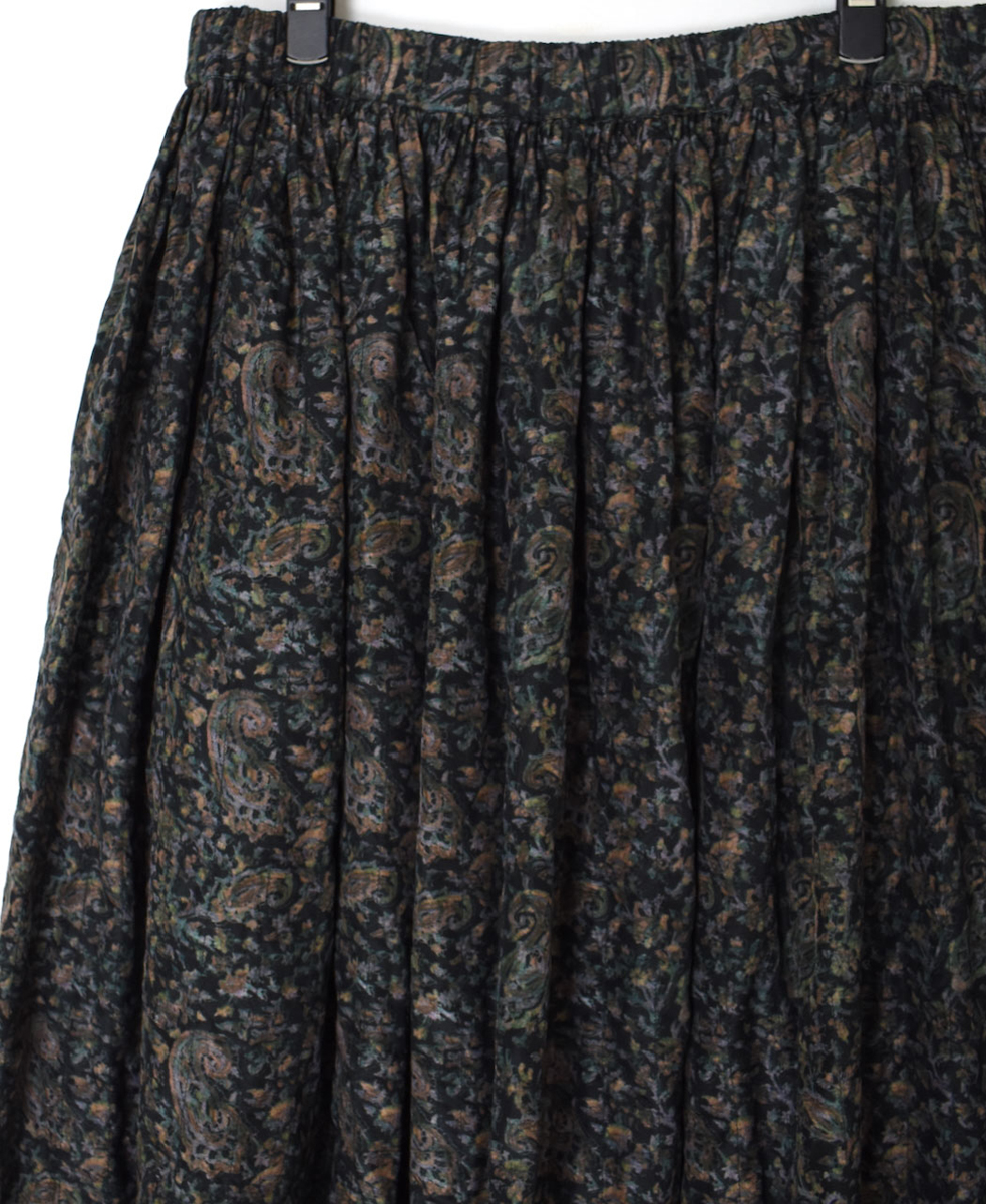 NMDS25574(スカート) STITCHED BANGALORE SILK PAISLEY PRINT RAJASTHAN TUCK GATHERED SKIRT WITH LINING
