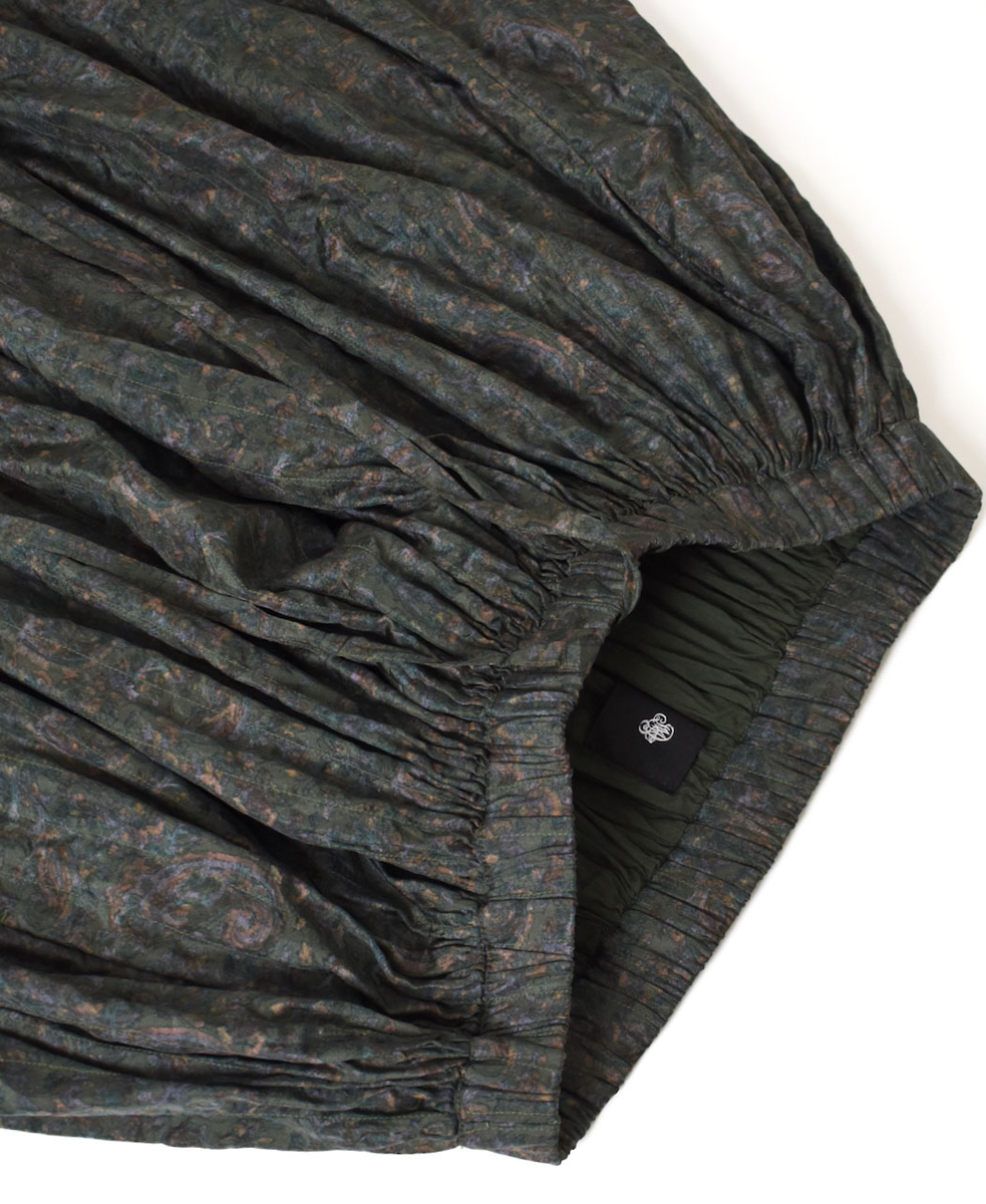 NMDS25574(スカート) STITCHED BANGALORE SILK PAISLEY PRINT RAJASTHAN TUCK GATHERED SKIRT WITH LINING
