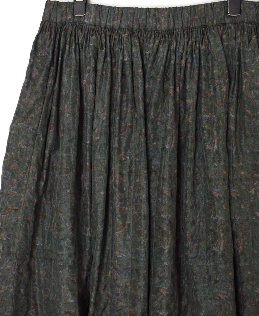 NMDS25574(スカート) STITCHED BANGALORE SILK PAISLEY PRINT RAJASTHAN TUCK GATHERED SKIRT WITH LINING