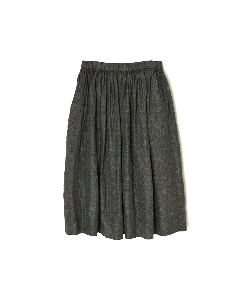 NMDS25574(スカート) STITCHED BANGALORE SILK PAISLEY PRINT RAJASTHAN TUCK GATHERED SKIRT WITH LINING