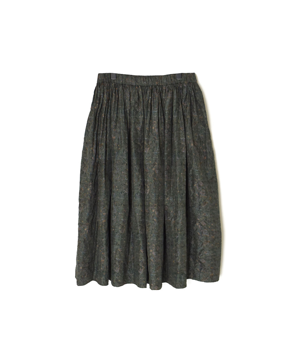 NMDS25574(スカート) STITCHED BANGALORE SILK PAISLEY PRINT RAJASTHAN TUCK GATHERED SKIRT WITH LINING