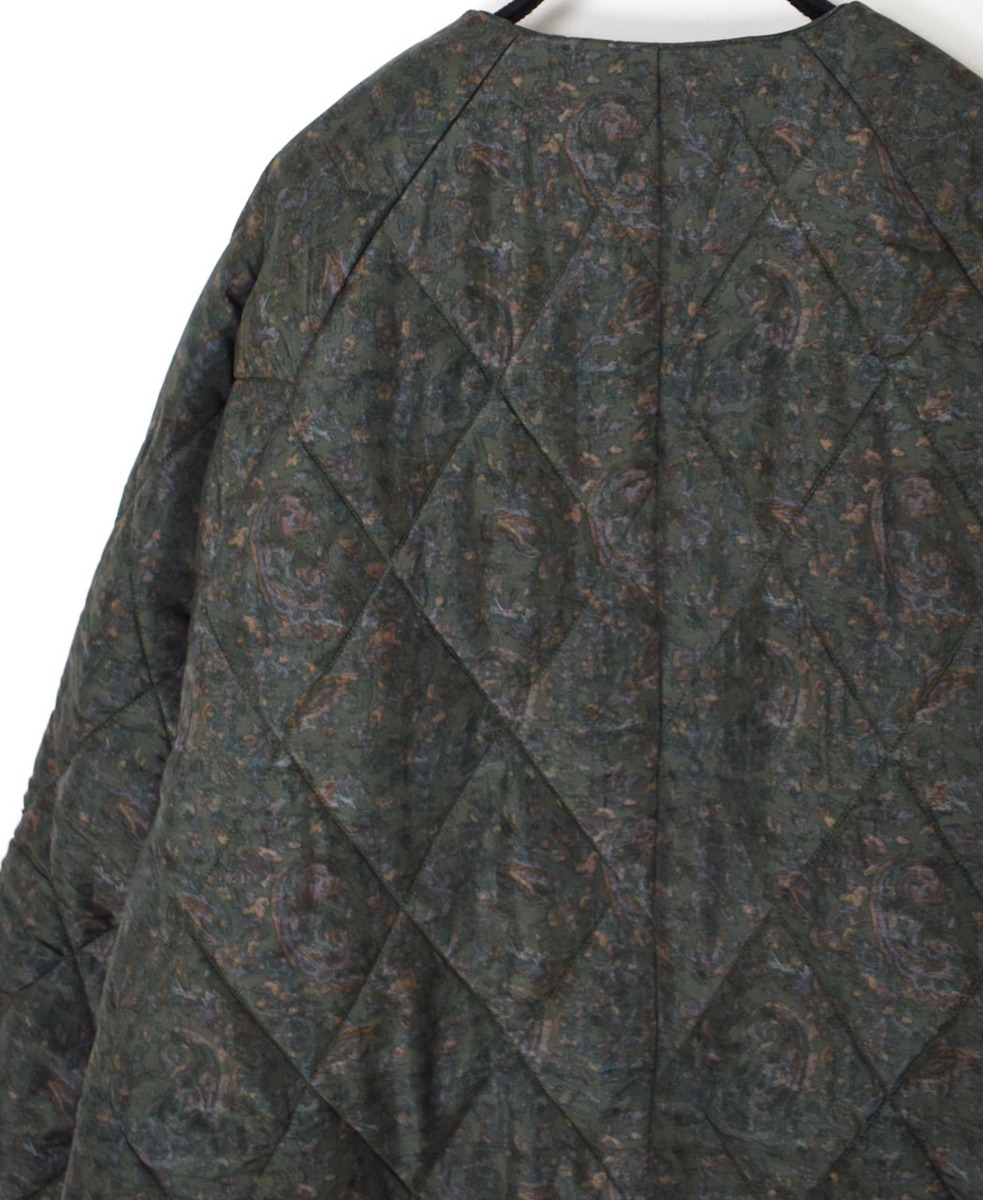 NMDS25572(ジャケット) PADDED BANGALORE SILK PAISLEY PRINT NO-COLLAR DOUBLE JACKET