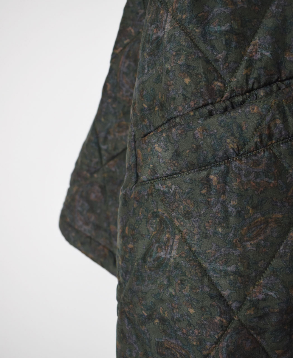 NMDS25572(ジャケット) PADDED BANGALORE SILK PAISLEY PRINT NO-COLLAR DOUBLE JACKET