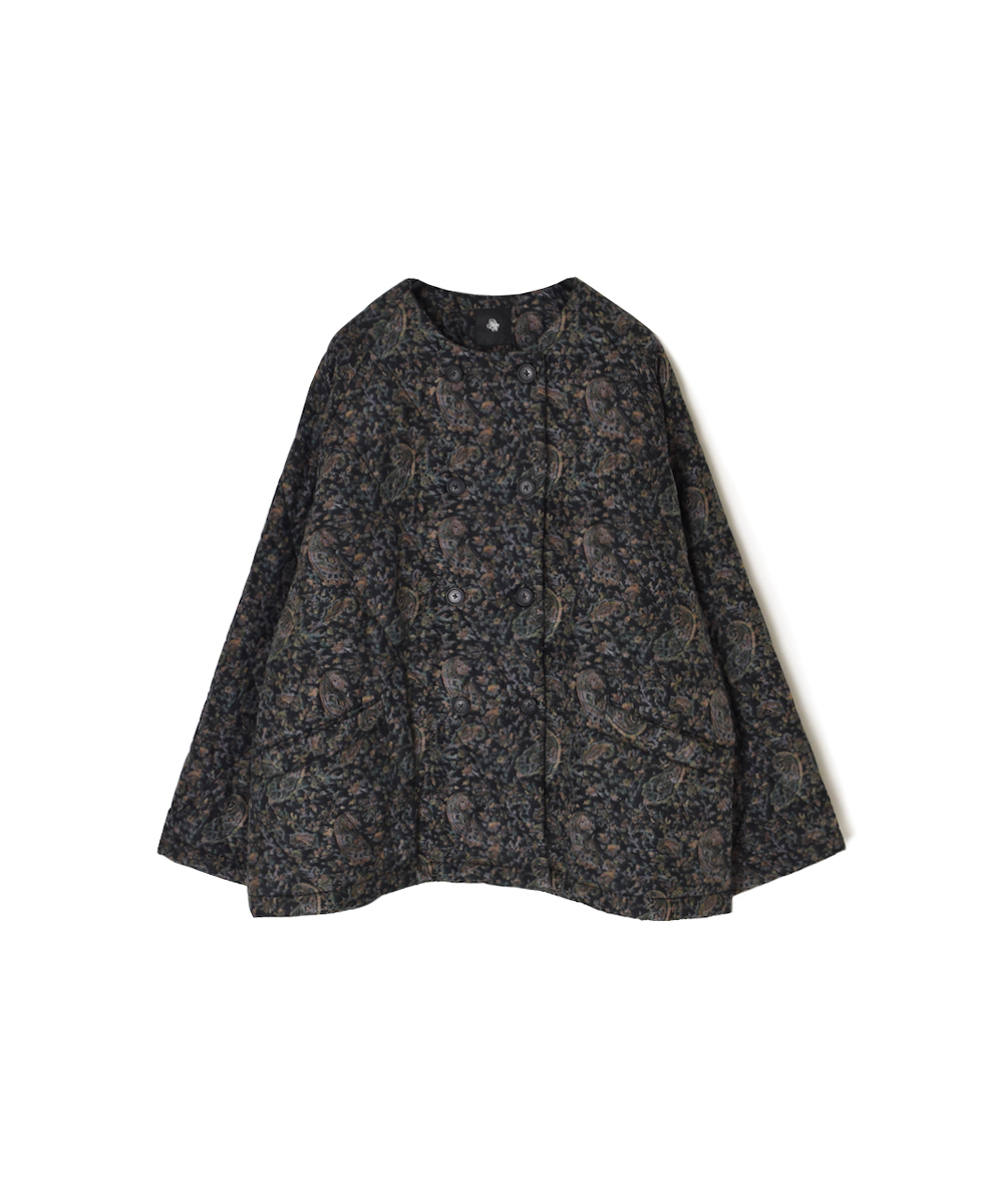 NMDS25572(ジャケット) PADDED BANGALORE SILK PAISLEY PRINT NO-COLLAR DOUBLE JACKET