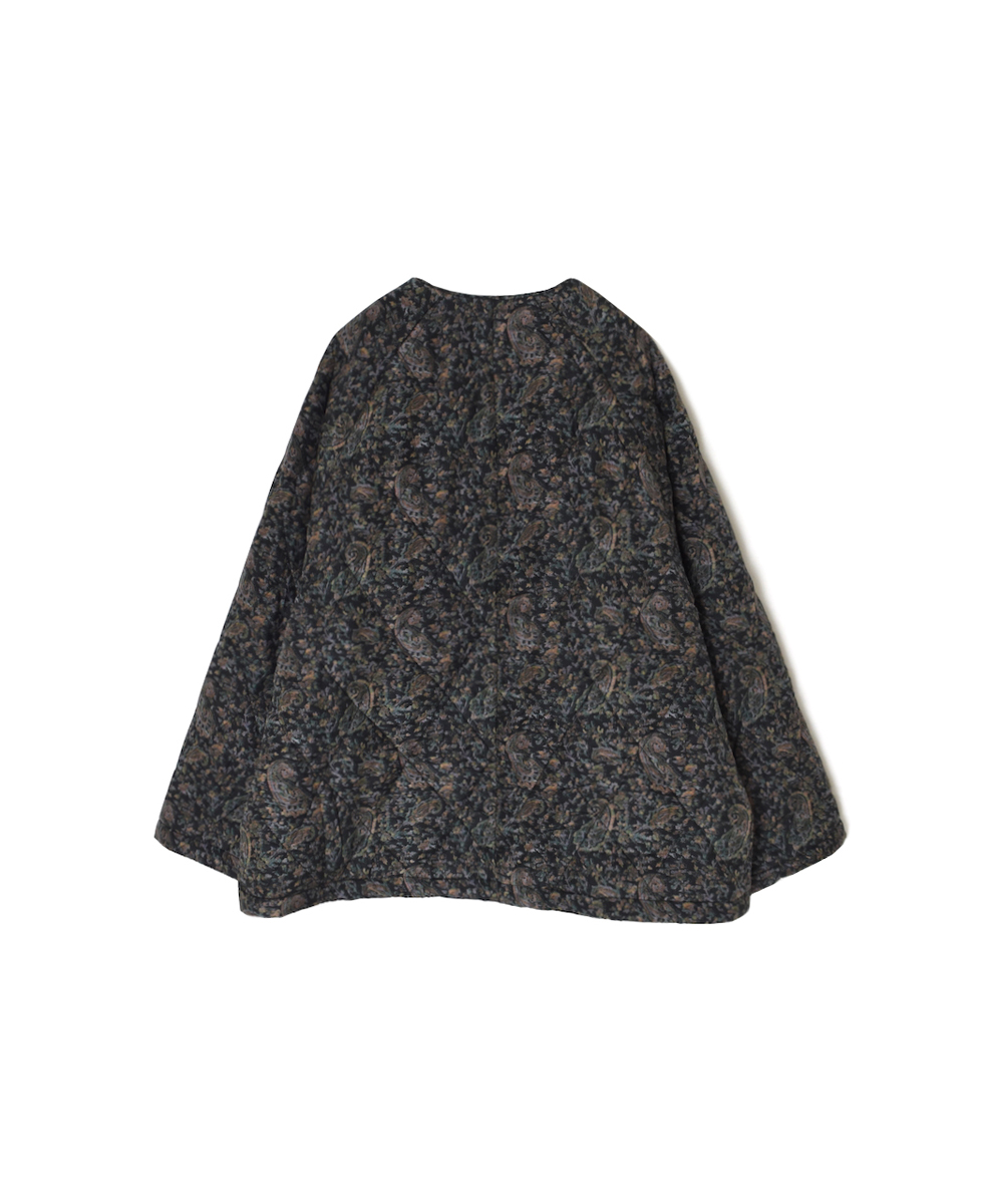 NMDS25572(ジャケット) PADDED BANGALORE SILK PAISLEY PRINT NO-COLLAR DOUBLE JACKET