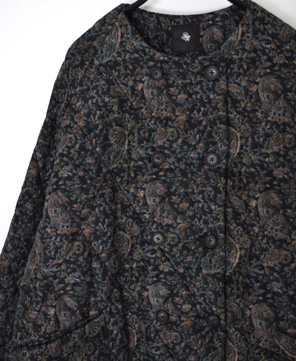 NMDS25572(ジャケット) PADDED BANGALORE SILK PAISLEY PRINT NO-COLLAR DOUBLE JACKET