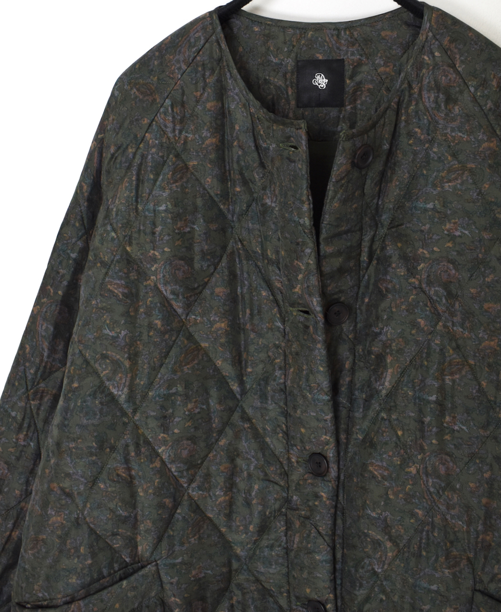 NMDS25571(コート) PADDED BANGALORE SILK PAISLEY PRINT C-NECK FRONT BUTTON COAT