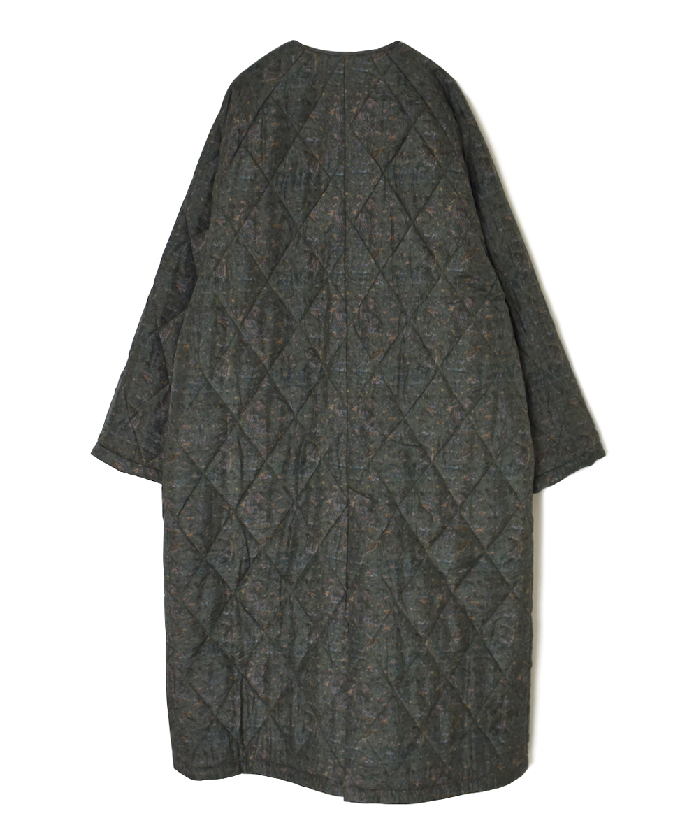 NMDS25571(コート) PADDED BANGALORE SILK PAISLEY PRINT C-NECK FRONT BUTTON COAT