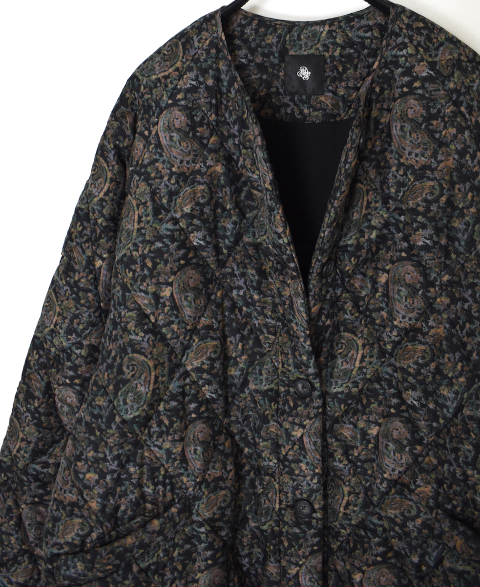 NMDS25571(コート) PADDED BANGALORE SILK PAISLEY PRINT C-NECK FRONT BUTTON COAT