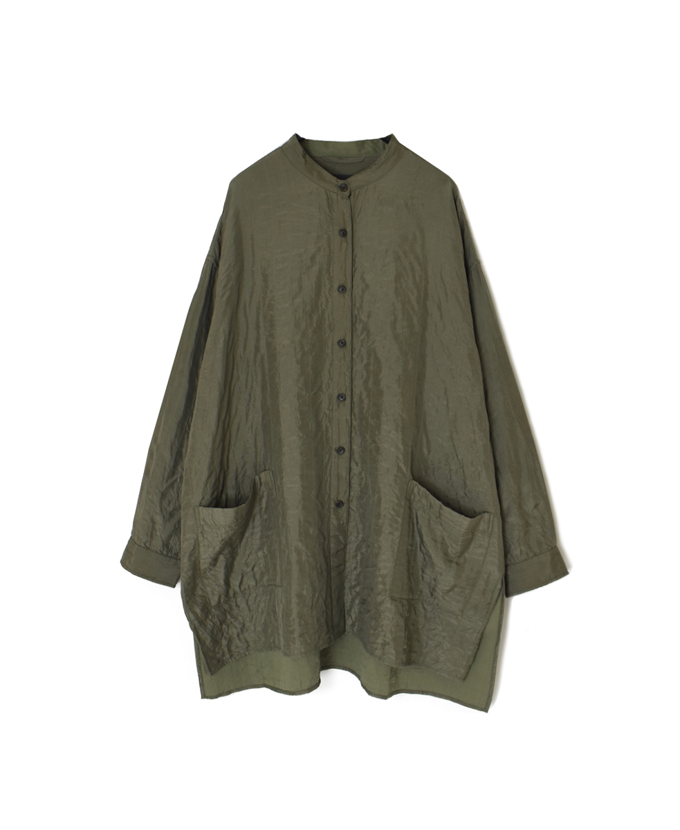 NMDS25583(シャツ) STITCHED BANGALORE SILK PLAIN BANDED COLLAR SHIRT