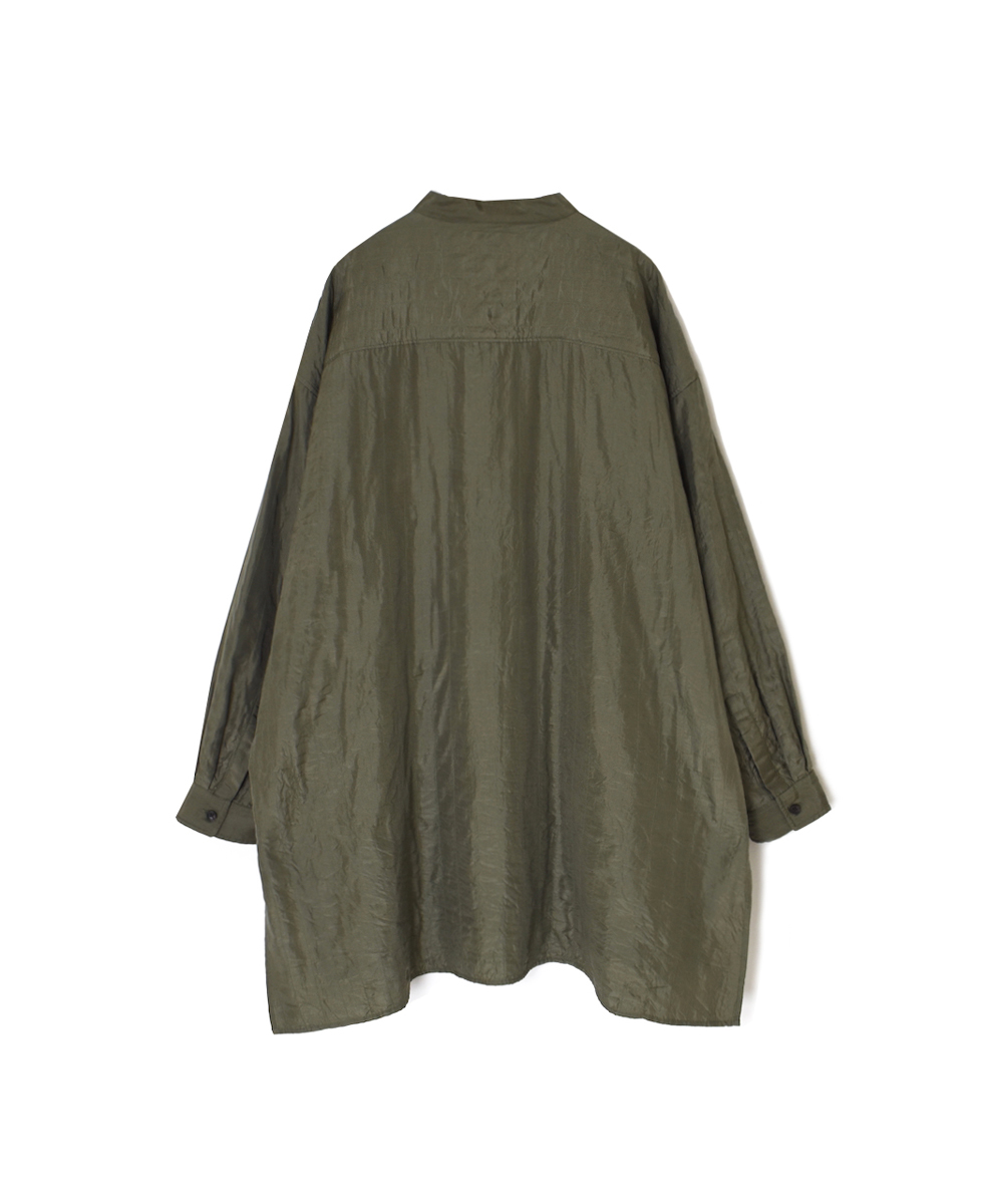 NMDS25583(シャツ) STITCHED BANGALORE SILK PLAIN BANDED COLLAR SHIRT
