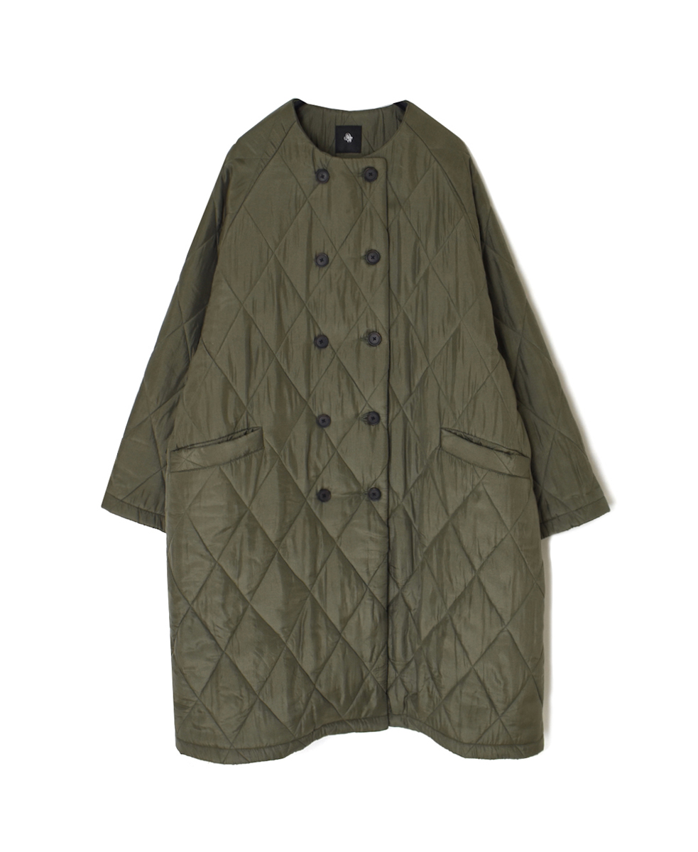 NMDS25581(コート) PADDED BANGALORE SILK PLAIN NO COLLAR DOUBLE COAT