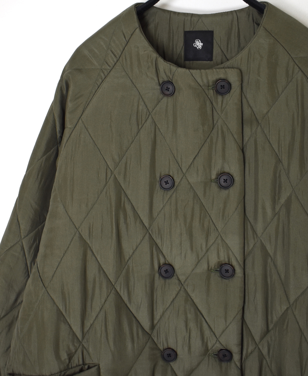 NMDS25581(コート) PADDED BANGALORE SILK PLAIN NO COLLAR DOUBLE COAT