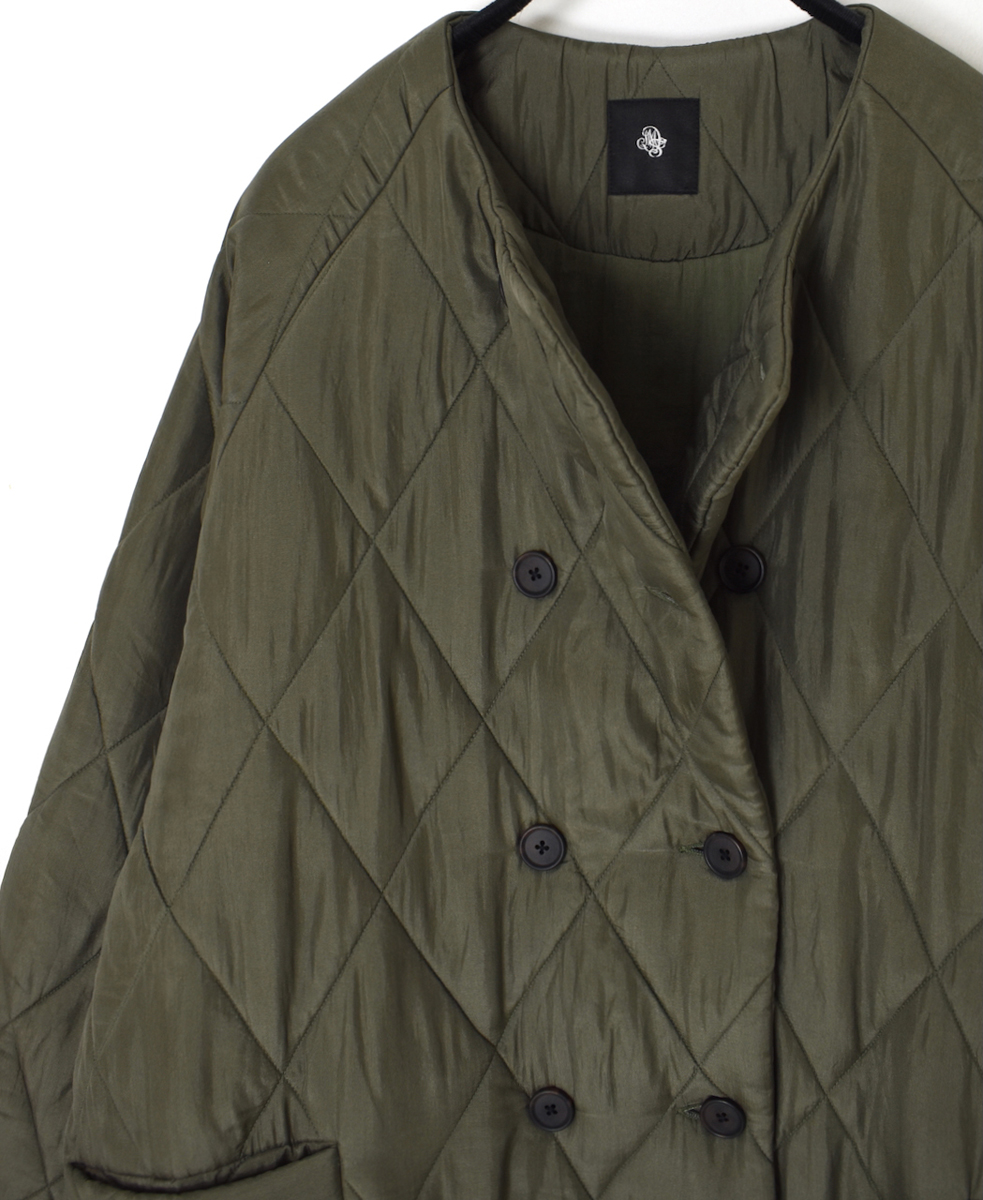 NMDS25581(コート) PADDED BANGALORE SILK PLAIN NO COLLAR DOUBLE COAT