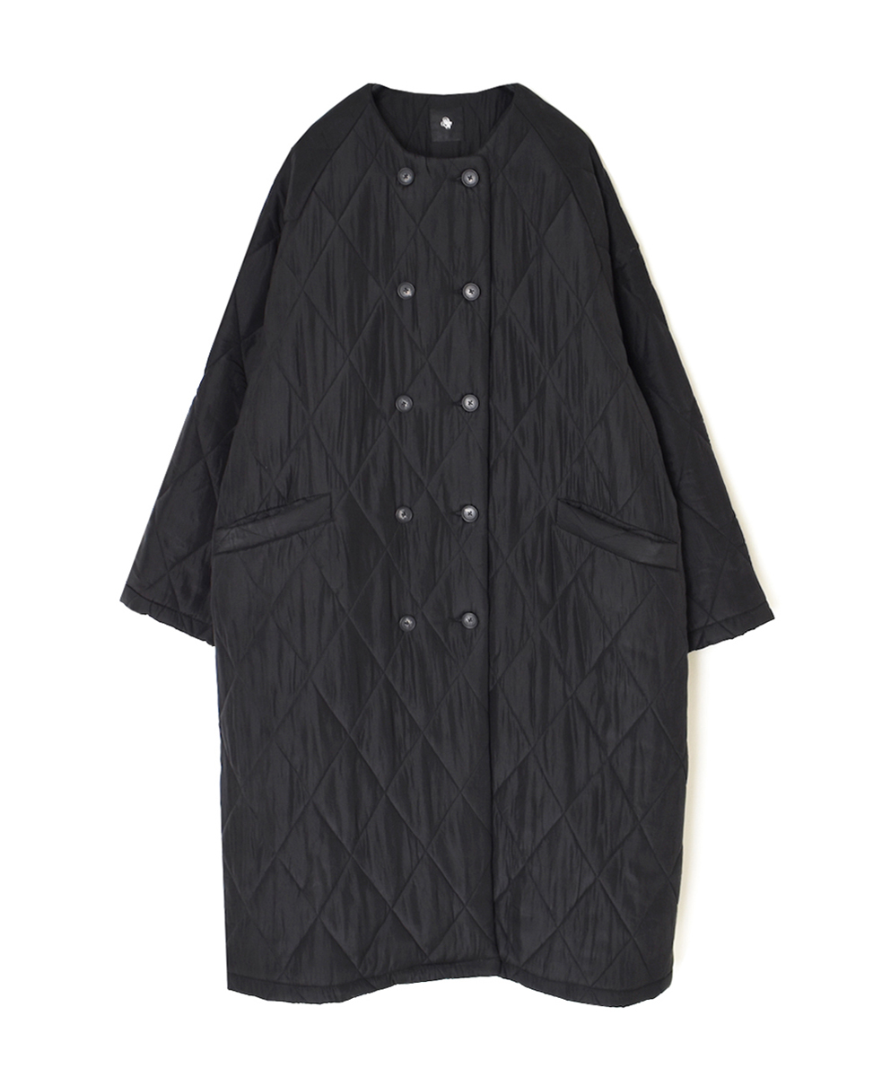 NMDS25581(コート) PADDED BANGALORE SILK PLAIN NO COLLAR DOUBLE COAT