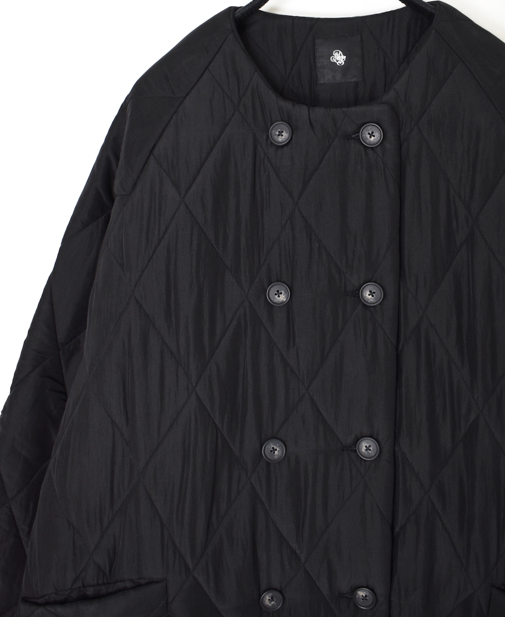 NMDS25581(コート) PADDED BANGALORE SILK PLAIN NO COLLAR DOUBLE COAT