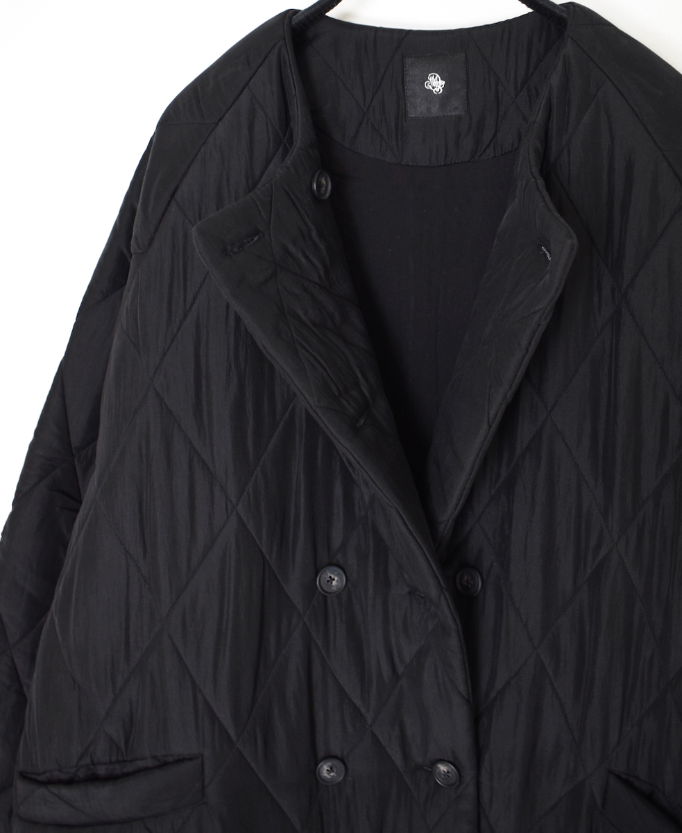 NMDS25581(コート) PADDED BANGALORE SILK PLAIN NO COLLAR DOUBLE COAT