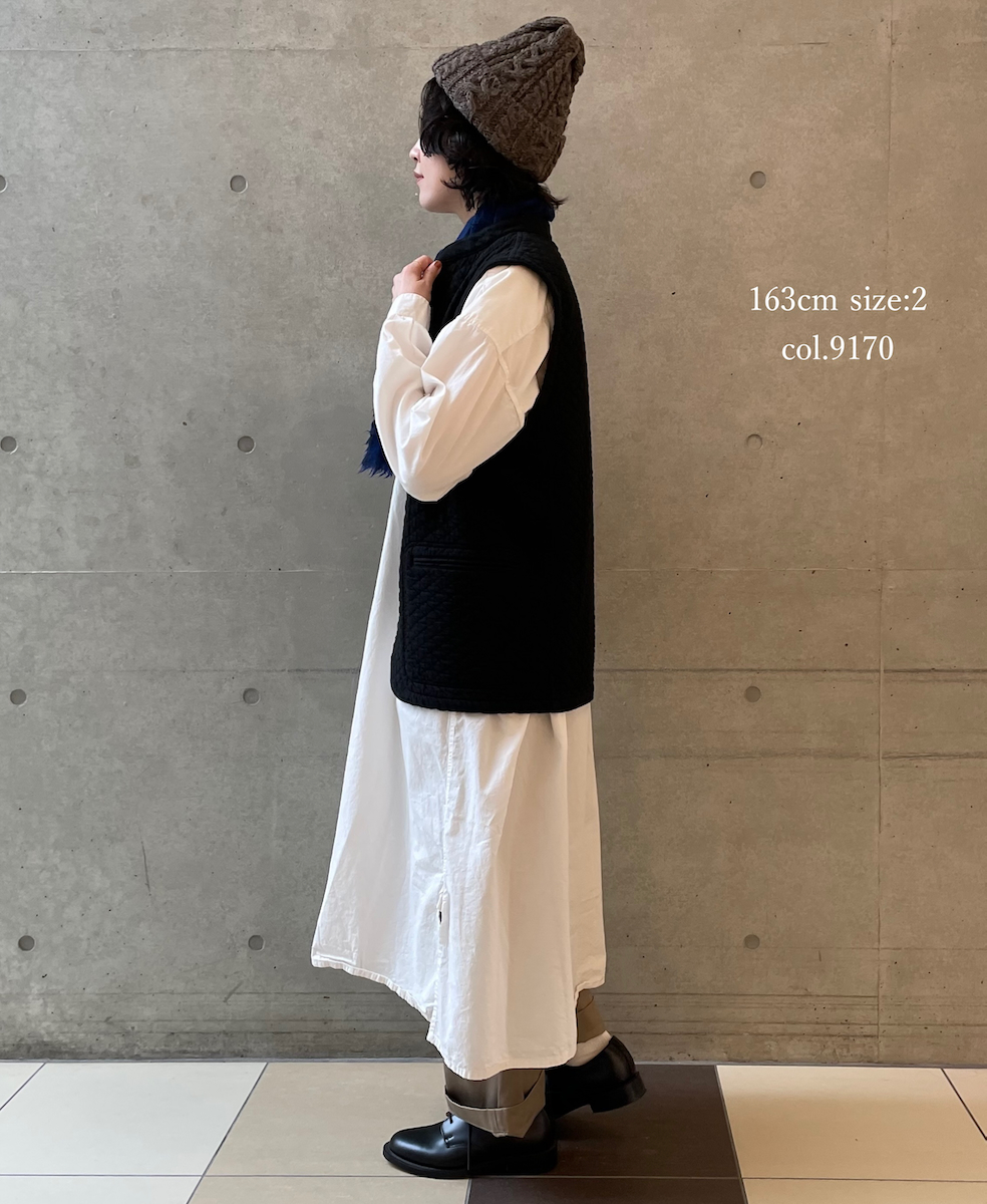 INAM2555PD(ワンピース) 40s POPLIN OVER DYE WORK GATHERED SHIRT DRESS