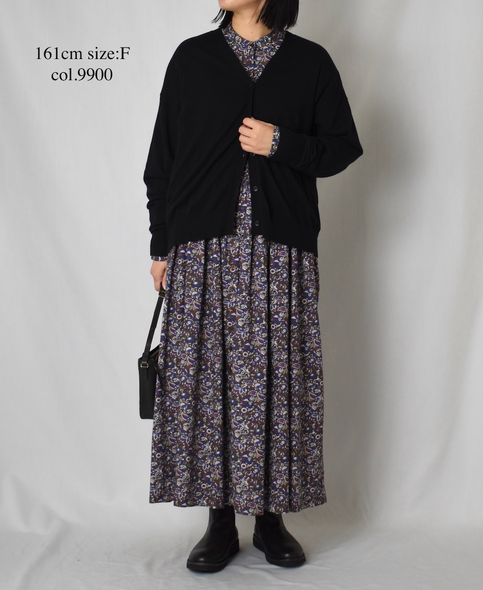 GNSL25531(カーディガン) 14GG 2PLY PLAIN STITCH COTTON WOOL CASHMERE V-NECK CARDIGAN