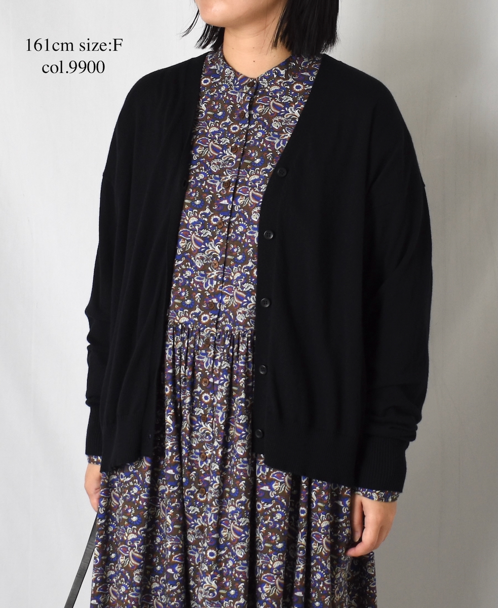 GNSL25531(カーディガン) 14GG 2PLY PLAIN STITCH COTTON WOOL CASHMERE V-NECK CARDIGAN