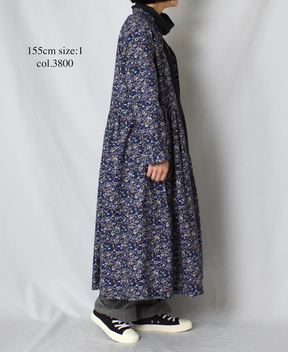 NSL25552(ワンピース) 40s POPLIN MEDIUM FLOWER PRINT BANDED COLLAR DRESS