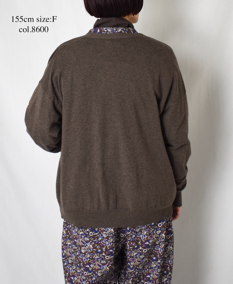 GNSL25531(カーディガン) 14GG 2PLY PLAIN STITCH COTTON WOOL CASHMERE V-NECK CARDIGAN