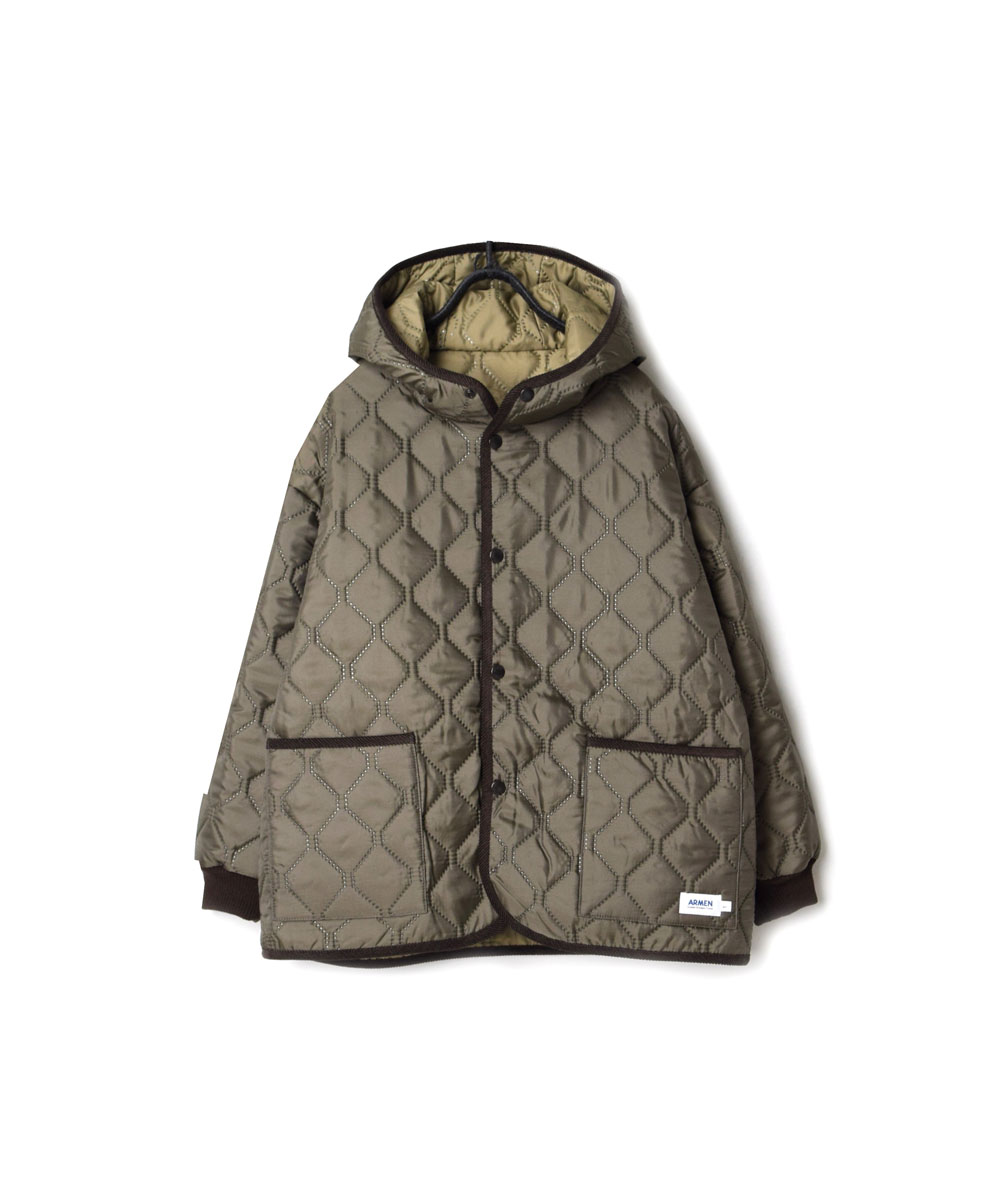 NAM2561PP(ジャケット) PLAIN POLYESTERxPLAIN POLYESTER HEAT QUILT OVERSIZED HOODED JACKET WITH RIBBED CUFF