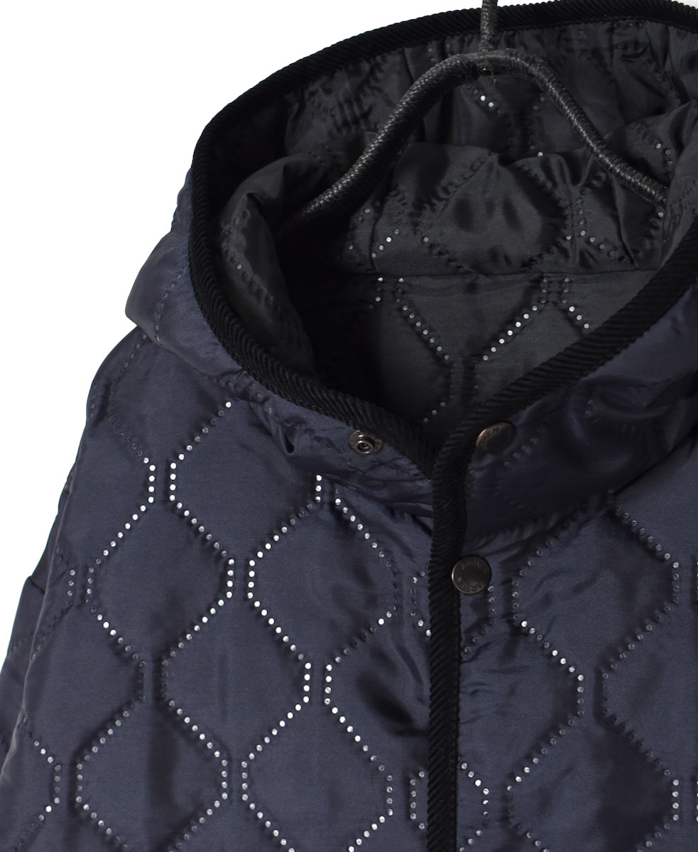 NAM2561PP(ジャケット) PLAIN POLYESTERxPLAIN POLYESTER HEAT QUILT OVERSIZED HOODED JACKET WITH RIBBED CUFF