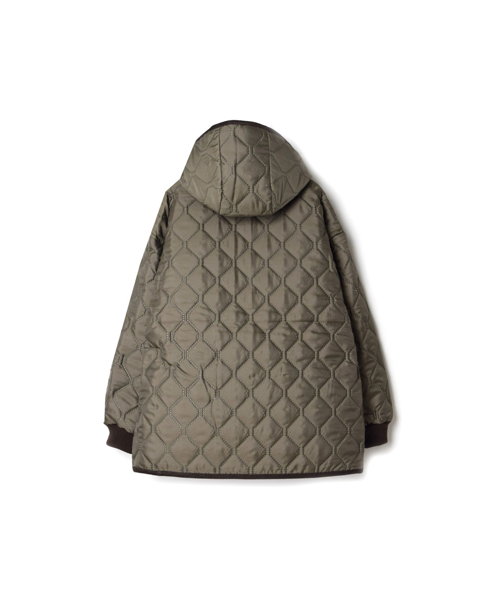 NAM2561PP(ジャケット) PLAIN POLYESTERxPLAIN POLYESTER HEAT QUILT OVERSIZED HOODED JACKET WITH RIBBED CUFF