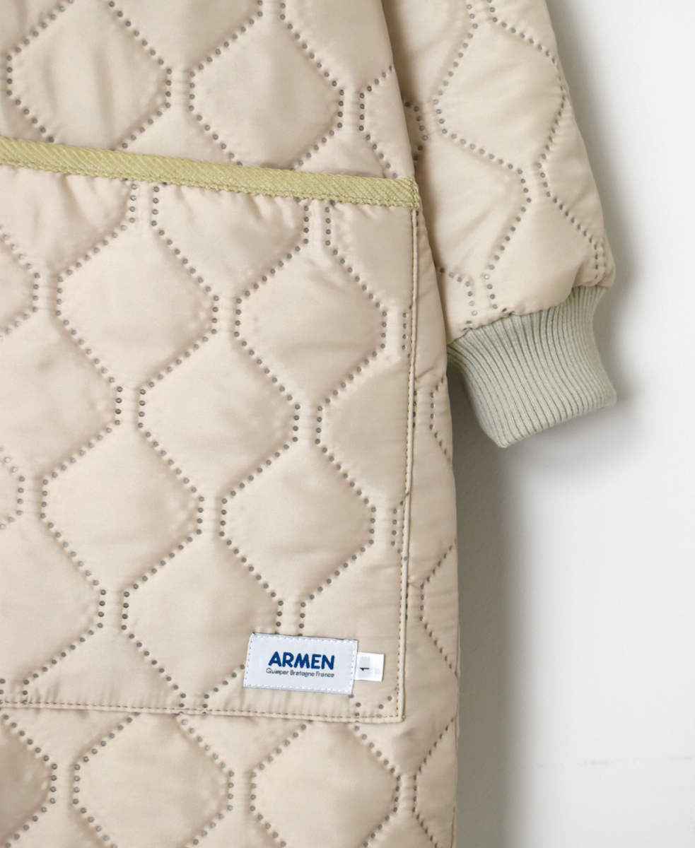 NAM2562PP(コート) PLAIN POLYESTERxPLAIN POLYESTER HEAT QUILT OVERSIZED MID-LENGTH HOODED COAT WITH RIBBED CUFF