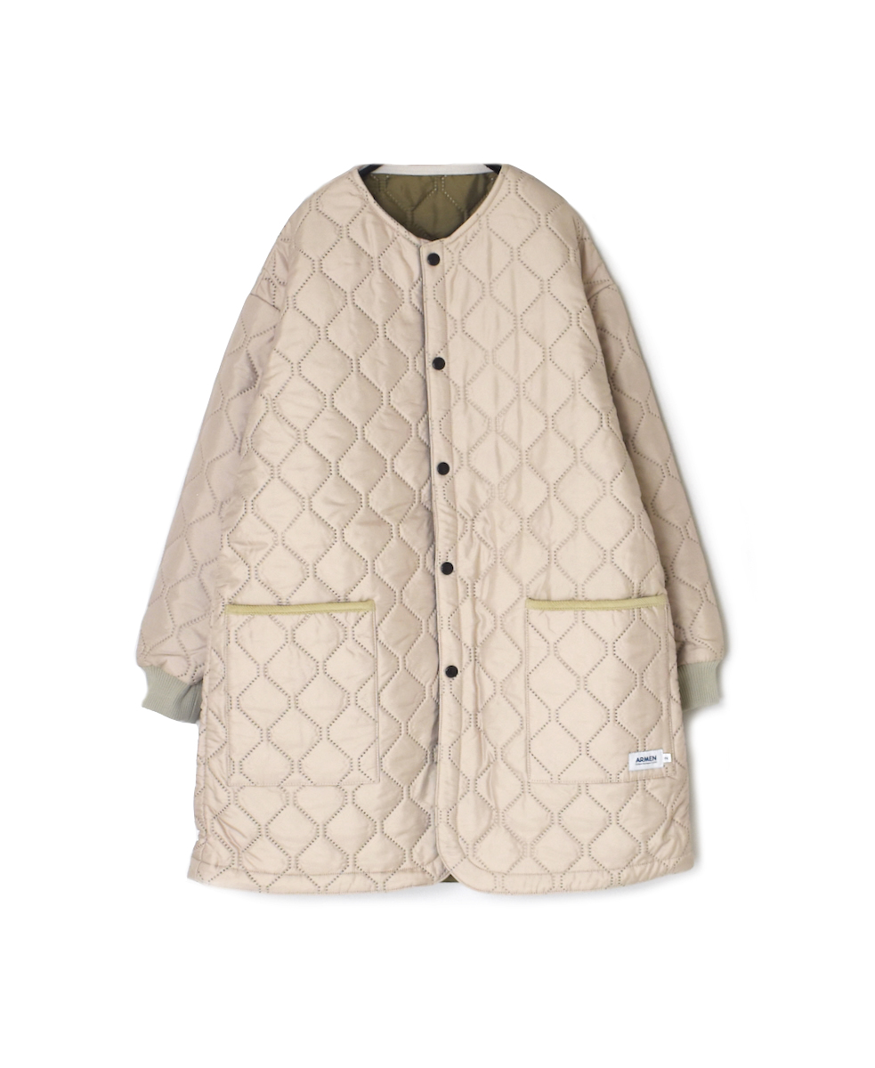 NAM2563PP(ジャケット) PLAIN POLYESTERxPLAIN POLYESTER HEAT QUILT OVERSIZED NO COLLAR COAT WITH RIBBED CUFF