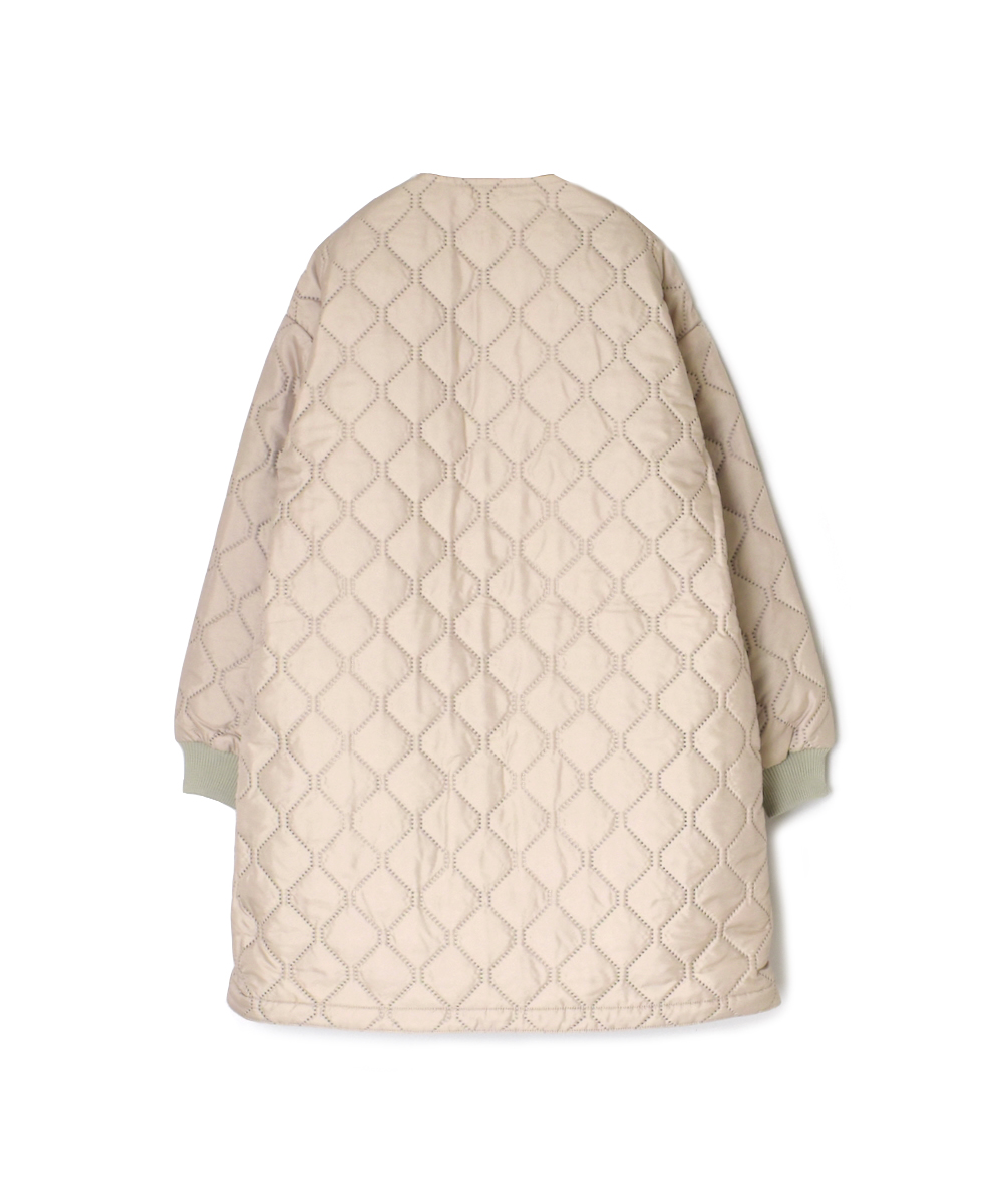 NAM2563PP(ジャケット) PLAIN POLYESTERxPLAIN POLYESTER HEAT QUILT OVERSIZED NO COLLAR COAT WITH RIBBED CUFF