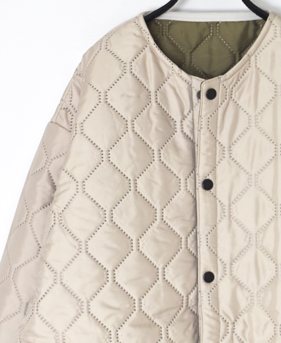 NAM2563PP(ジャケット) PLAIN POLYESTERxPLAIN POLYESTER HEAT QUILT OVERSIZED NO COLLAR COAT WITH RIBBED CUFF