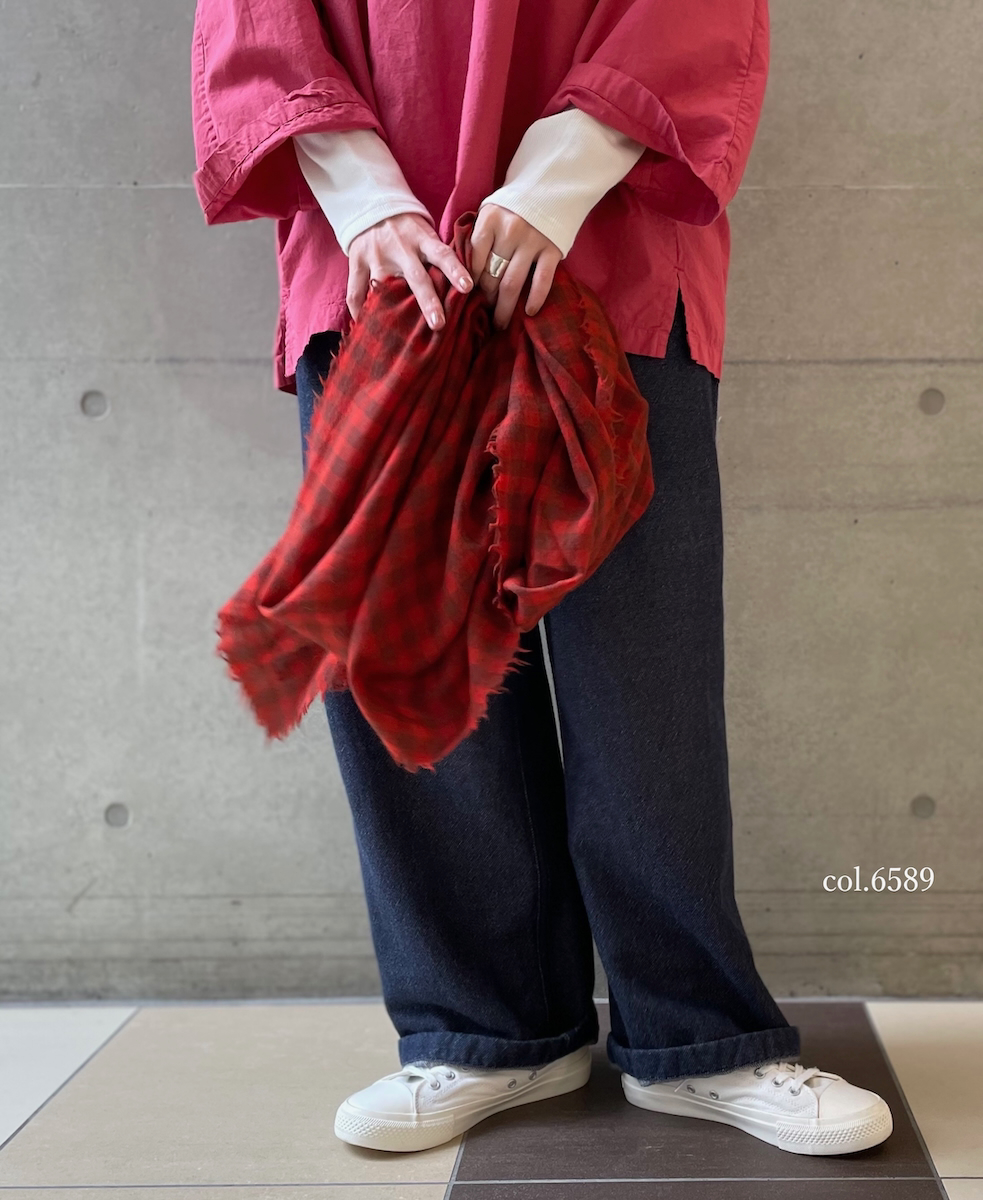 INAM2571(ストール) WOOL GINGHAM LONG STOLE