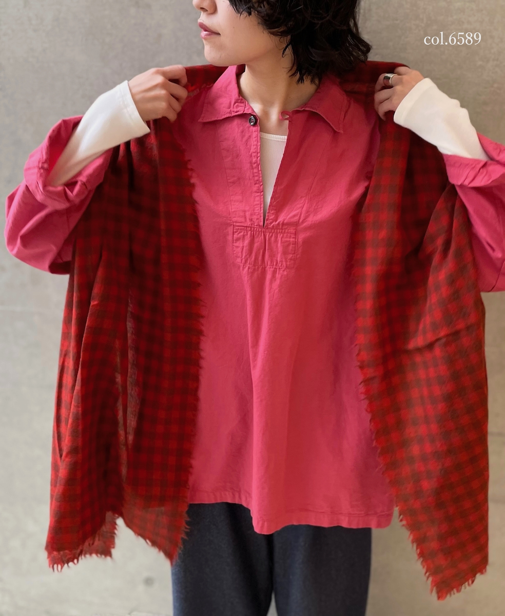 INAM2571(ストール) WOOL GINGHAM LONG STOLE